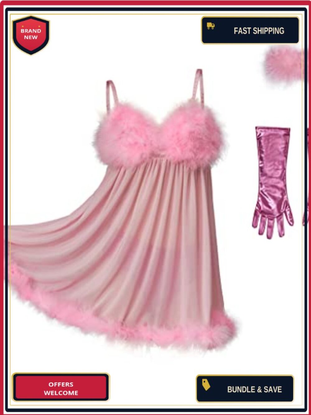 Fembot Cosplay Costume Nightdress with Gloves Polyester